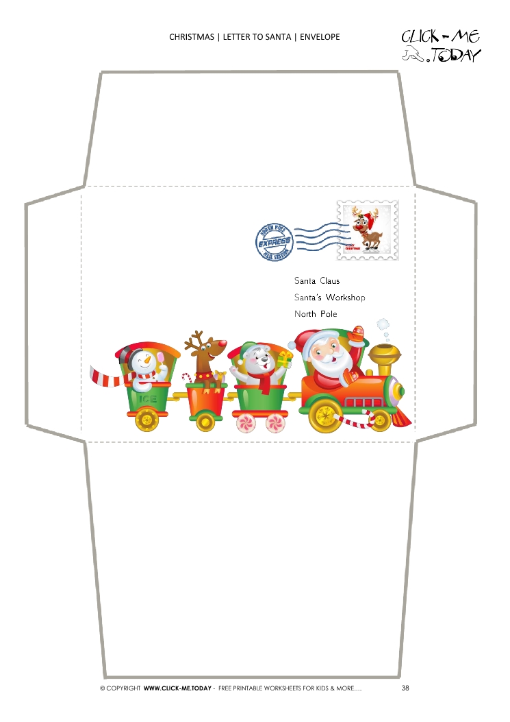 Envelope to Santa template from newborn with postage stamp 38